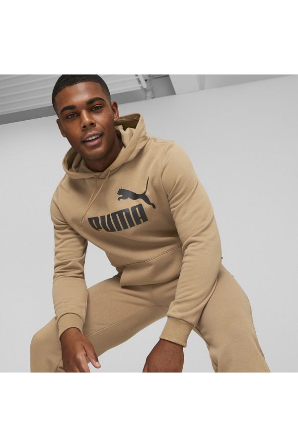 Puma Men s Brown Hooded Hoodie Essentials Big Logo Trendyol