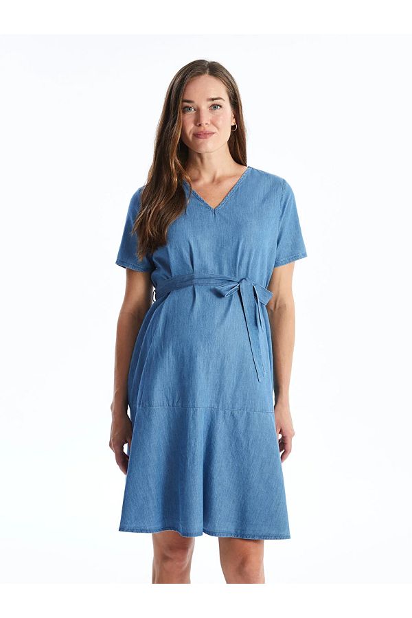 LC Waikiki-LCWAIKIKI Umstandsjeanskleid – V-Ausschnitt, kurze Ärmel 1