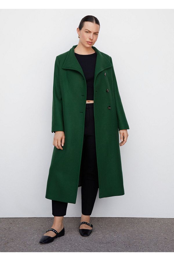 MANGO Green Women s Coat Model57078268 Trendyol