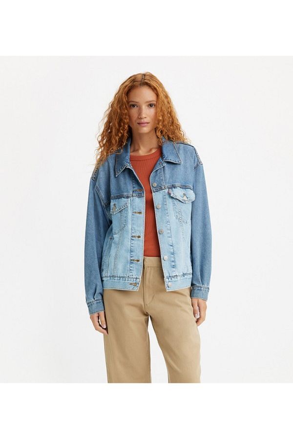 Levi s Women s Blue Color Block Shirt Collar Long Sleeve Denim Jacket Trendyol