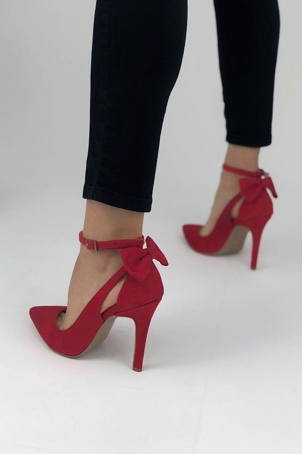 Ayakkabı Ateşi-Papion din piele intoarsa rosie Pantofi cu toc si stiletto pentru femei 1