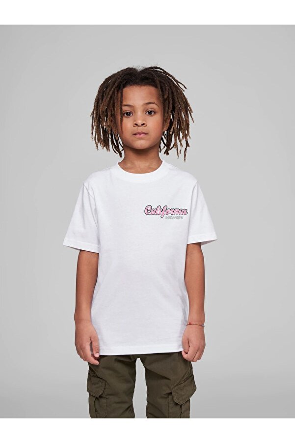 VASK Çocuk Oversize Unisex Pembe California Pamuklu Bisiklet Yaka T-shirt