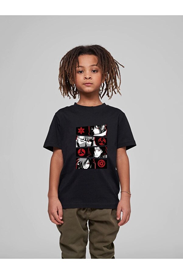 VASK Çocuk Oversize Unisex Kırmızı Anime Pamuklu Bisiklet Yaka Tişört