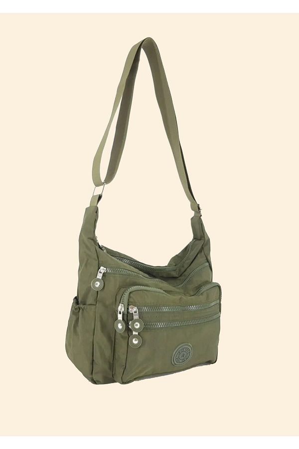 star polo Waterproof Crinkle Shoulder Bag with 6 Compartments and 6 Zippers Messenger Bag with Side Elastics Trendyol