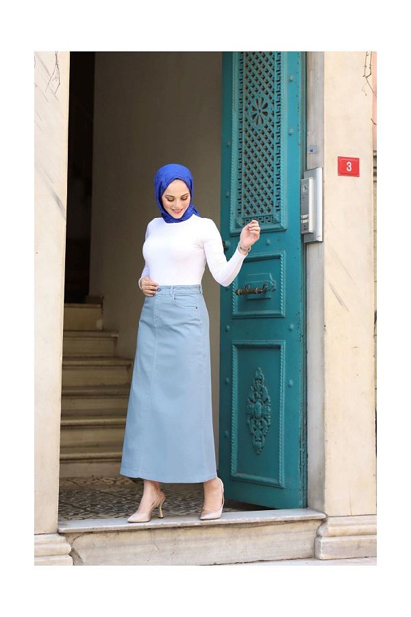 Baby blue skirt hijab cheap