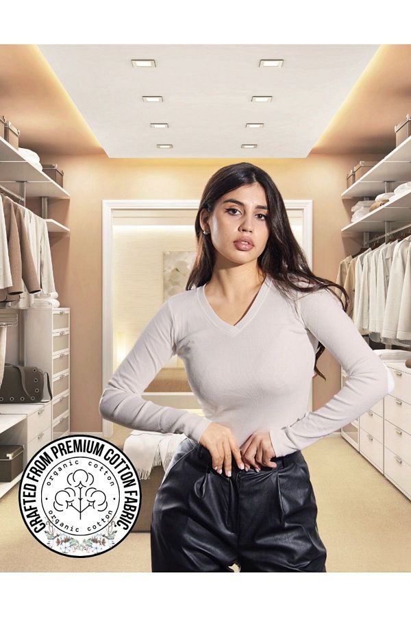 ALYA UNDERWEAR Camisole V Neck Body Sweatshirt Ecru Trendyol