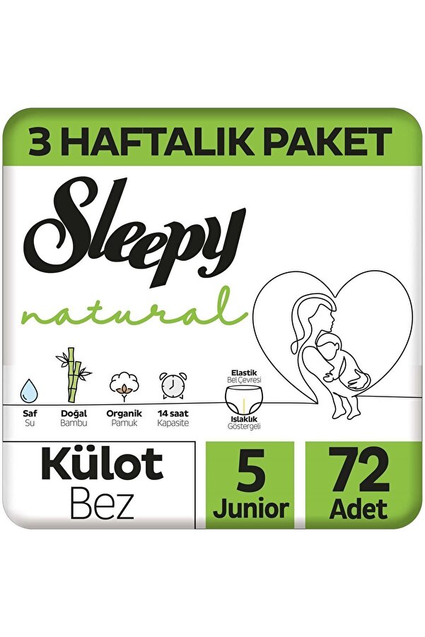 Sleepy Natural 3 Haftalık Paket Külot Bez 5 Numara Junior 72 Adet