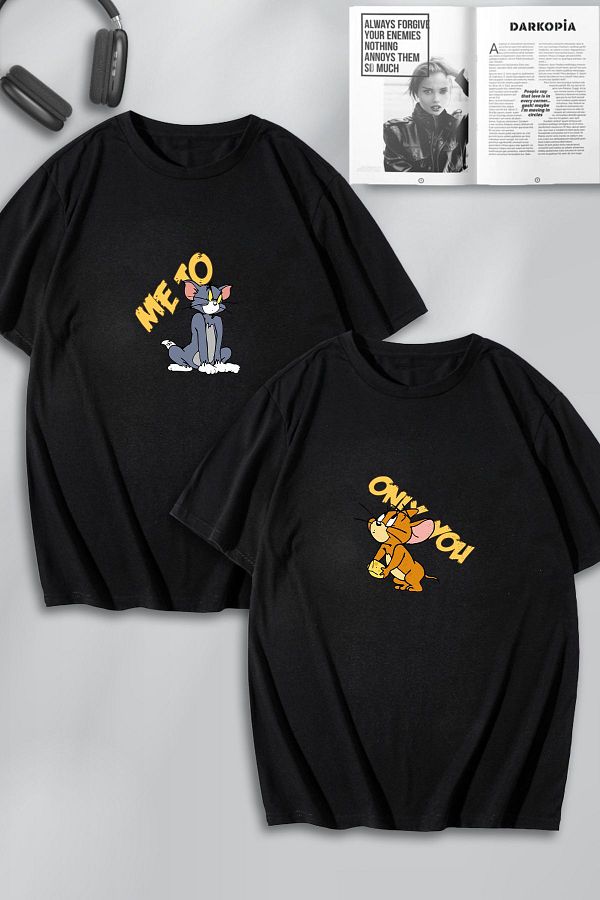 Pisa Art-Tom and Jerry Only You Printed Unisex Oversize T-shirt - Lover Couple Combination, Set of 2 1