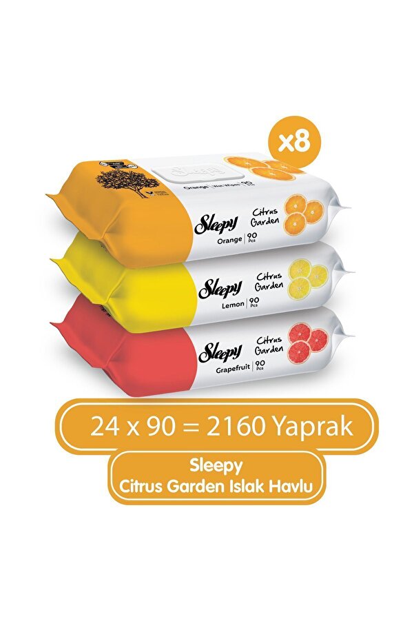 Sleepy Citrus Garden Islak Bebek Havlusu 24x90 (2160 YAPRAK)