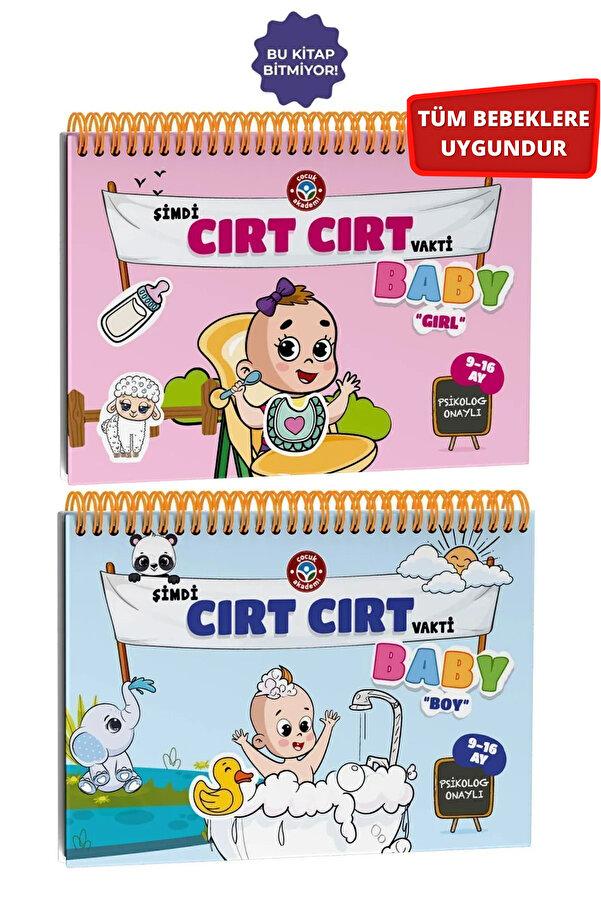 Çocuk Akademi Tüm Bebeklere Uygun Cırt Cırt Vakti Baby Girl ve BABY BOY 9-16 Ay