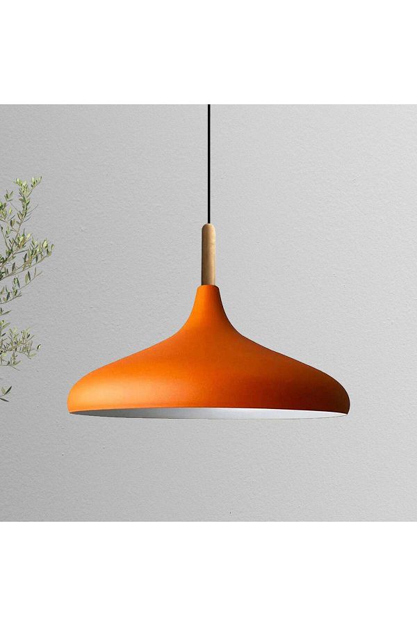 Bamyum-Champion Pendelleuchte, aus Holz und Metall 35 cm, Orange Lampe 1
