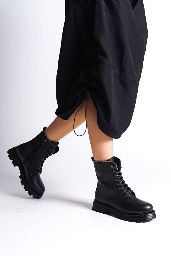 K G foot rest CLZ948 Women s Boots with Orthopedic Sole and Rhinestones Water and Cold Resistant Lace up and Zipper ST S Trendyol