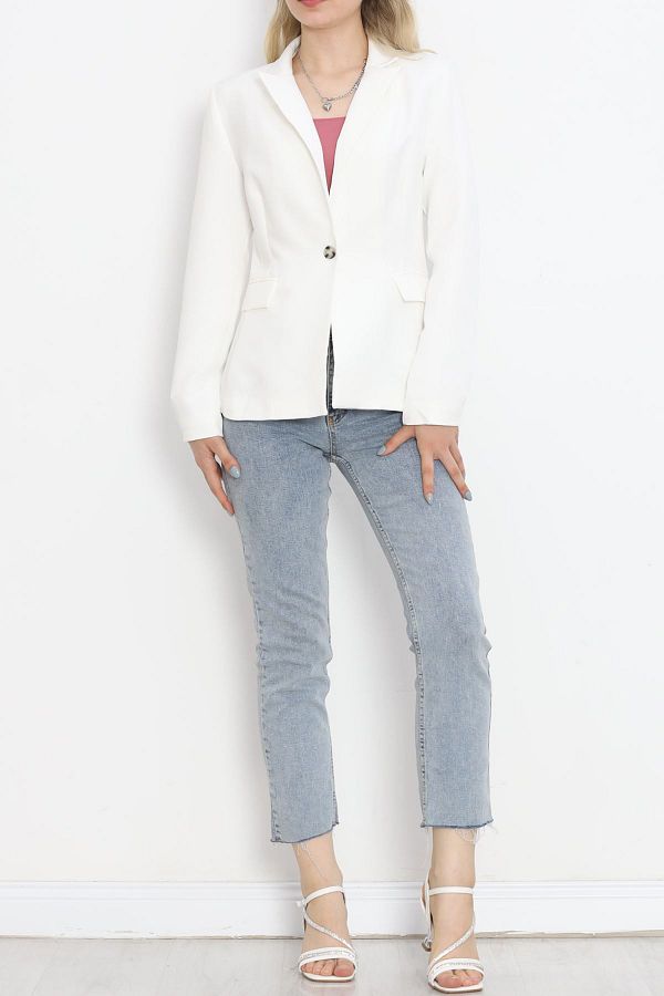My Cute Store White Blazer Jacket 18851.1247. Trendyol