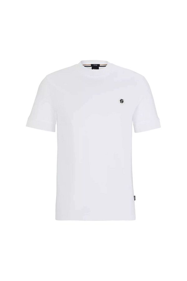 Tシャツ・カットソー BOSS Men T-shirt White 50520298 100 Boss Crew Neck Men's White T-Shirt - Regular Fit, Brand Logo