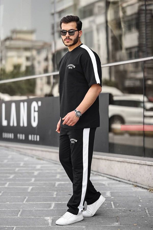 Tex Republic Men s Black Baggy Tracksuit Set Top and Bottom Set Trendyol