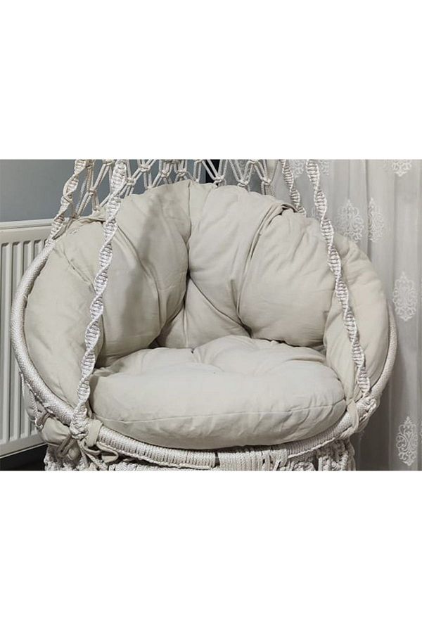WOODSHUT 80x90 Cm Cream Color Macrame Swing Pillow Seat Back Rest Cushion Set Trendyol