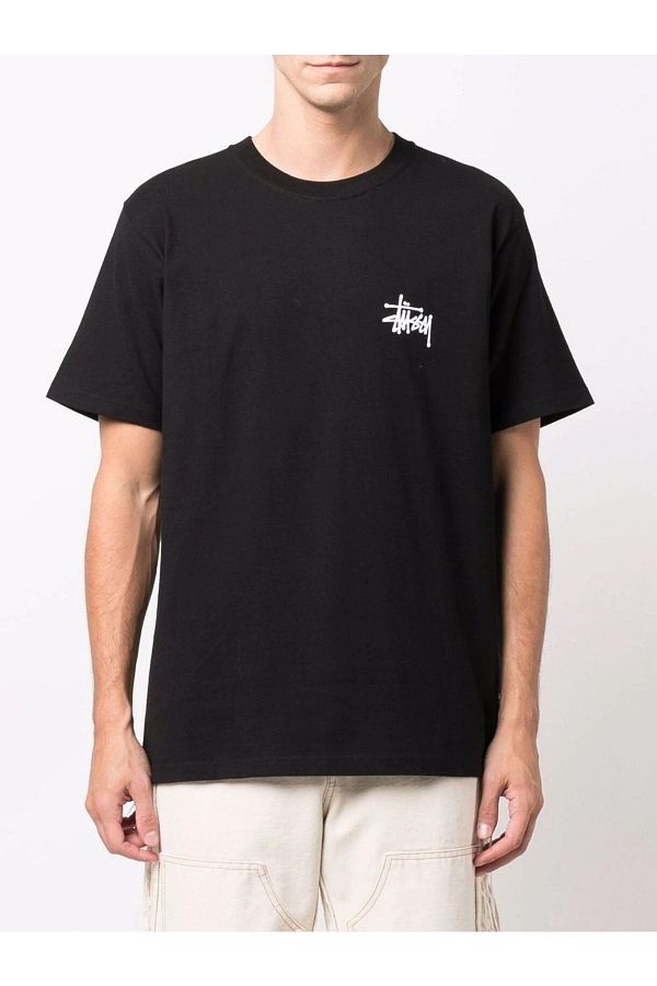 Stussy-Black Back Printed Unisex Short Sleeve T-shirt 1