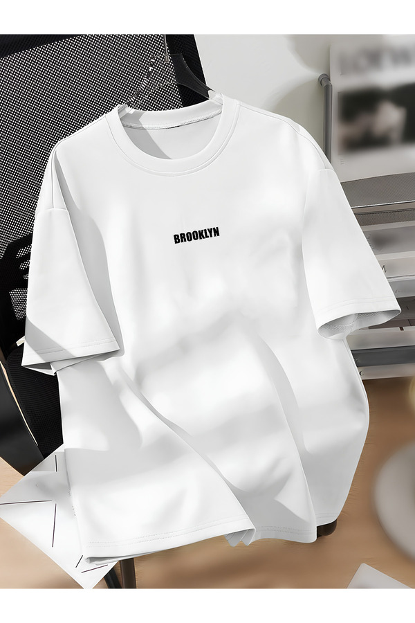 Revasser-BROOKLYN Barevné unisex bavlněné tričko oversize - výstřih s výstřihem 1