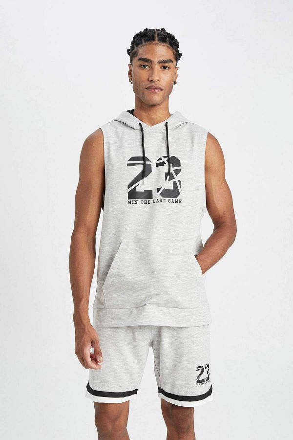DeFacto-Defactofit Standard Fit Number Patterned Hooded Sleeveless Undershirt Z5603az23sp 1
