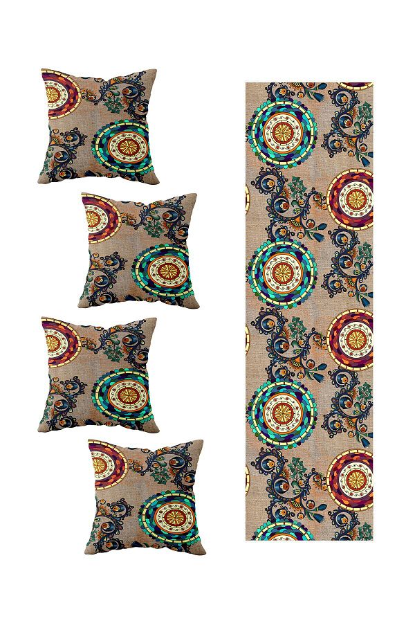 on the clouds-Perfectly Patterned Living Room Kitchen Table - Set of 4 Different Ranir (Throw Pillow and Runner) 1