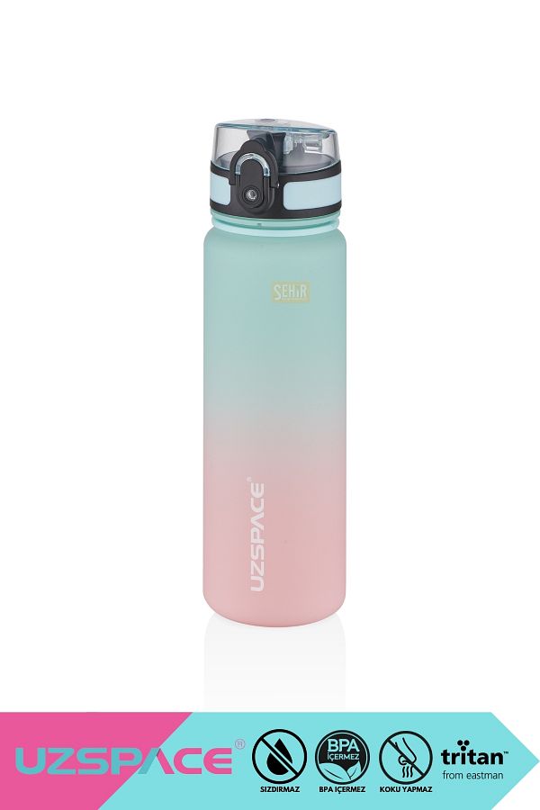 Uzspace-500ml New Motivational Tritan Water Flask - Double Color, Leak-Proof, BPA Free and Lockable Lid 1
