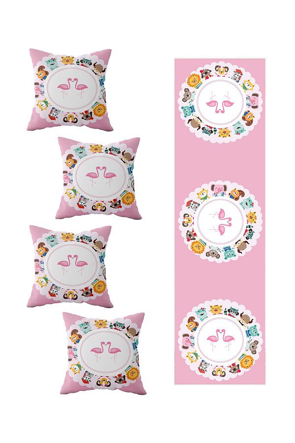 on the clouds-4-Piece Decorative Pink Cat Flamingo Table Set - Different Ranir Models 1