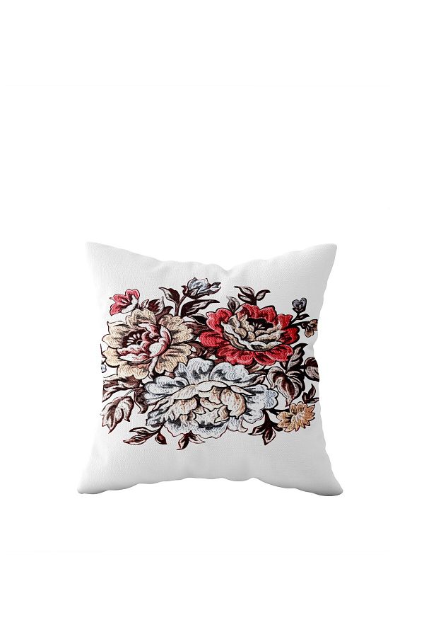 on the clouds-White Rose Patterned Single Side Hidden Zipper Pillow Case Throw Pillow Sofa Pillow Case 1