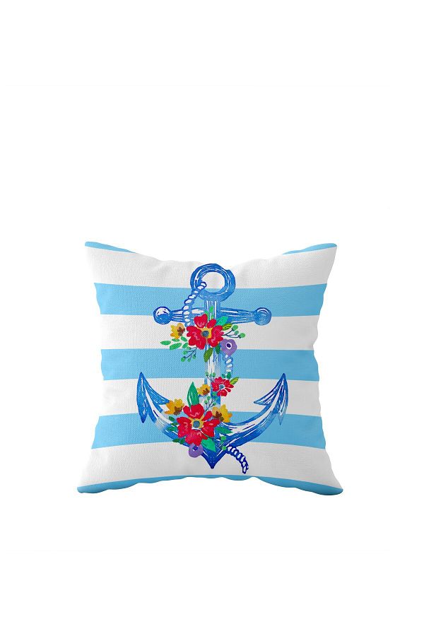 on the clouds-Double Sided Blue Anchor Pattern - Hidden Zippered Pillow Case 1
