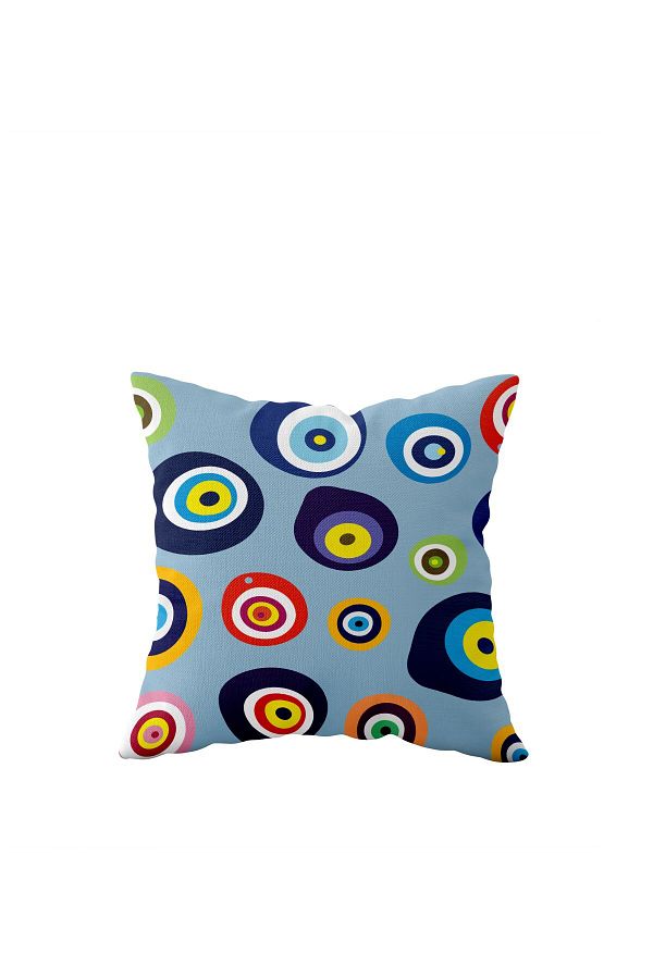 on the clouds-Double Sided Blue Evil Eye Bead Patterned - Hidden Zipper Case Throw Pillow Sofa Pillow 1