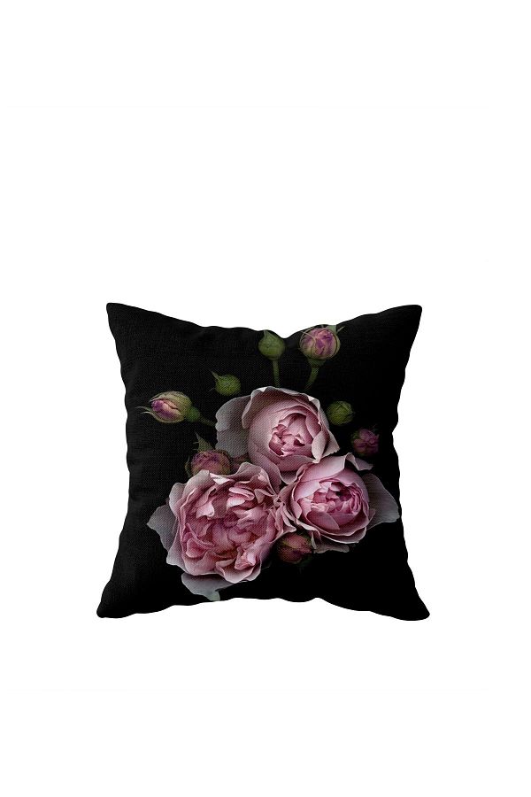 on the clouds-Black Rose Patterned Single Side Hidden Zipper Pillow Case Throw Pillow Sofa Pillow Case 1