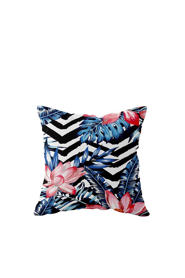 on the clouds-Tropical Floral Pattern - Zigzag and Double Sided Hidden Zipper Pillow Case 1