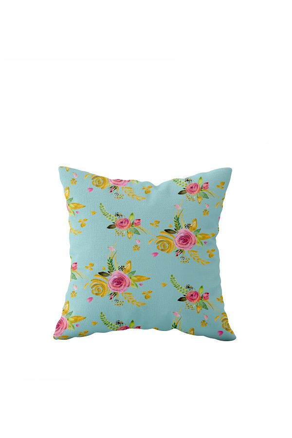 on the clouds-Blue Rose Patterned Single Sided Hidden Zipper Pillow Case Throw Pillow Sofa Pillow Case 1
