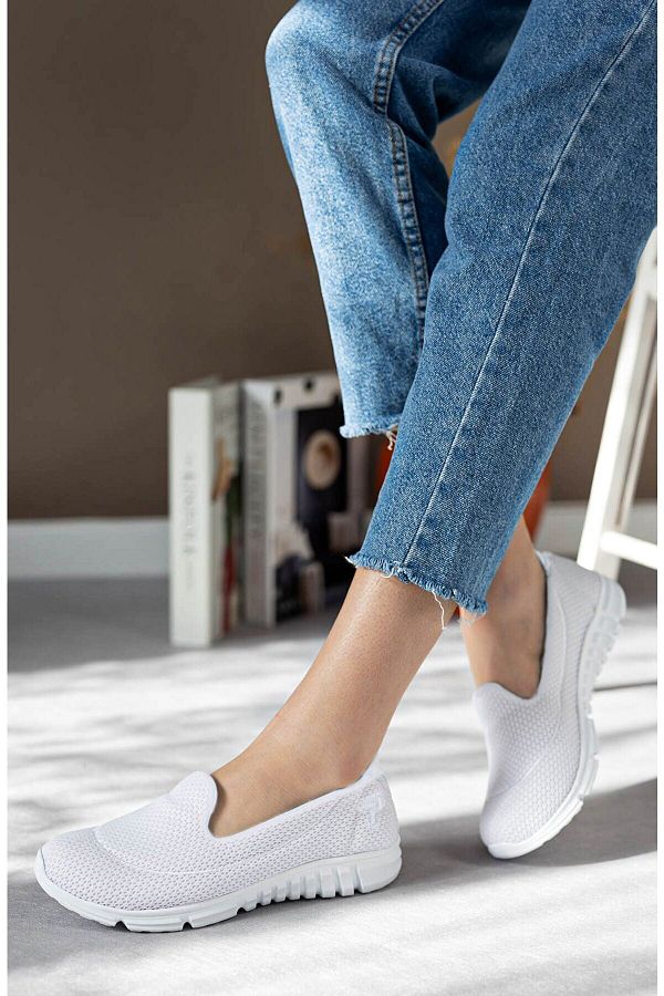 Deripabuc White Women s Sports Ballerina Walking Shoes Dp23 0201 Trendyol