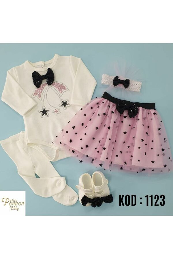 furya kids FURYA KİDS Tütü Elbise Hediyelik Özel Gün Yenidoğan Mevlütlük Fiyonklu Taşlı Kız Bebek Doğum Günü