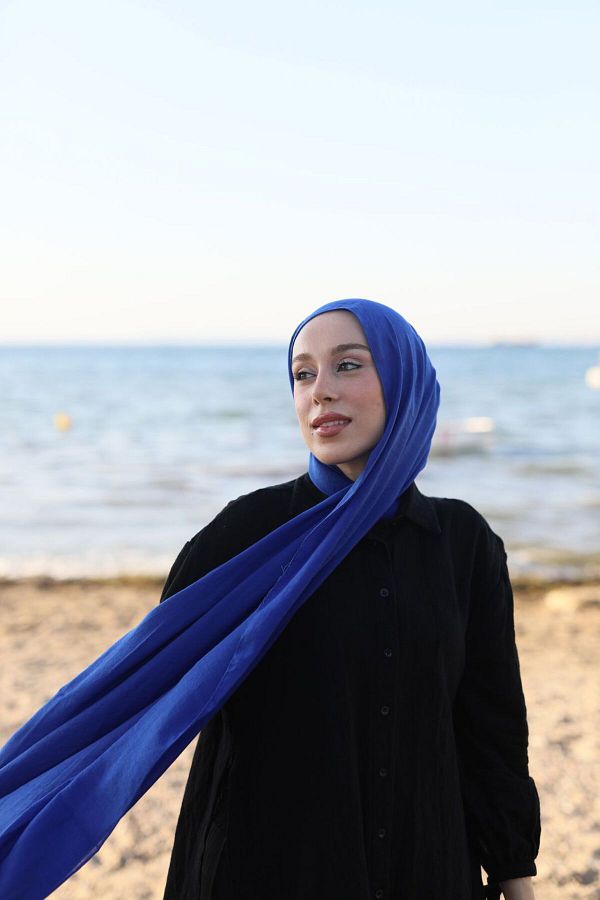 Modakaşmir-Saks Blue Neo Cotton Shawl 1