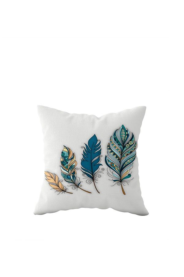on the clouds-White Feather Pattern Single Side Hidden Zipper Pillowcase Throw Pillow Seat Pillowcase 1