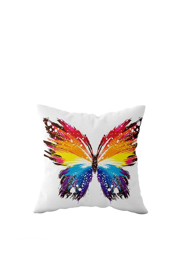 on the clouds-Double Sided Colorful Butterfly Patterned Pillow Case - Hidden Zipper Detail 1