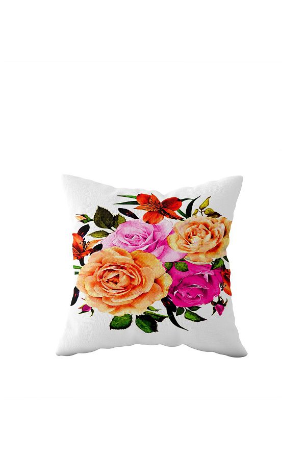on the clouds-Rose Pattern Single Side Hidden Zipper Pillow Case Throw Pillow Sofa Pillow Case 1
