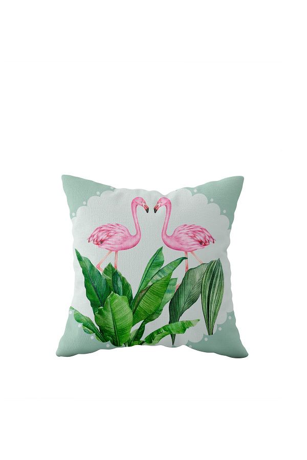 on the clouds-Double Sided White Flamingo Leaf Patterned Hidden Zippered Pillowcase - Throw Pillow Seat Pillowcase 1