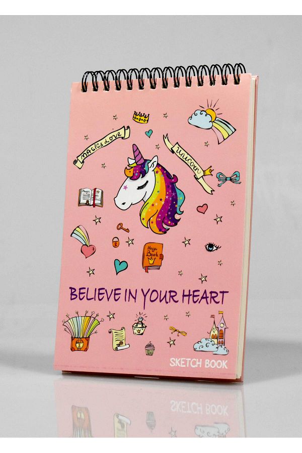 4nio-19x13 DESIGN DRAWING BOOK UNICORN PINK 1