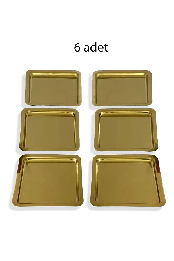 EVSTYLE-Set de 6 tavi pătrate de culoare aurie fără mâner 1