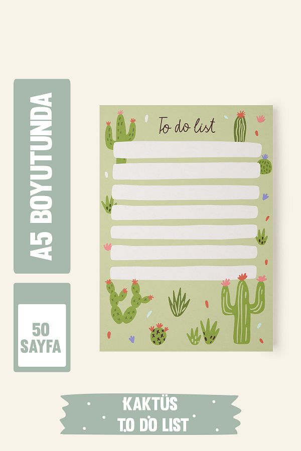 Srctech-Cactus Themed To Do List 50 Sheets A5 Size 1