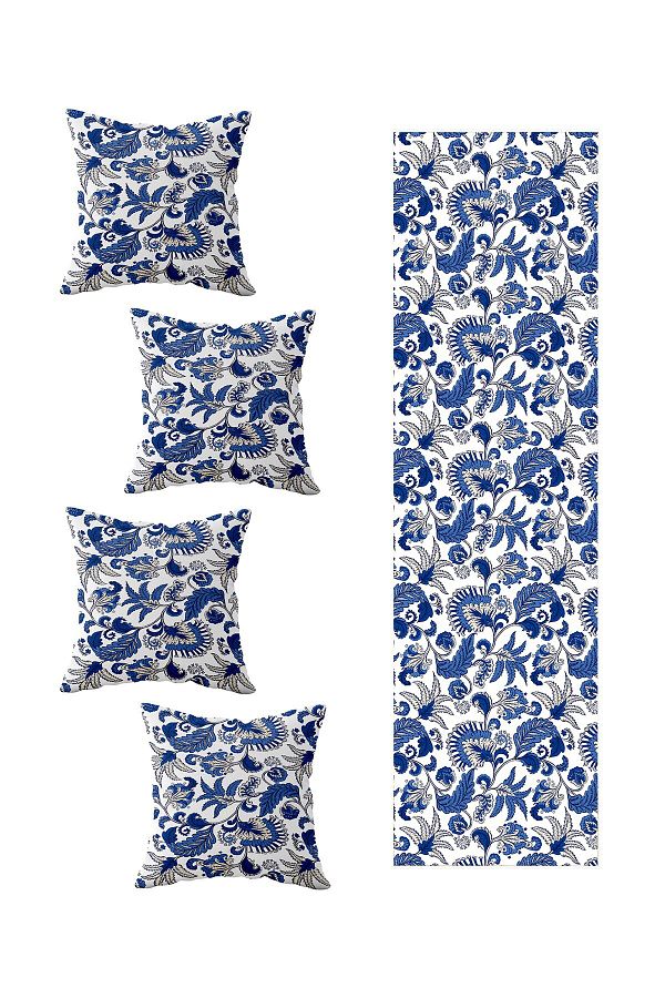 on the clouds-Perfectly Patterned Living Room Kitchen Table - Set of 4 Different Ranir (Throw Pillow and Runner) 1