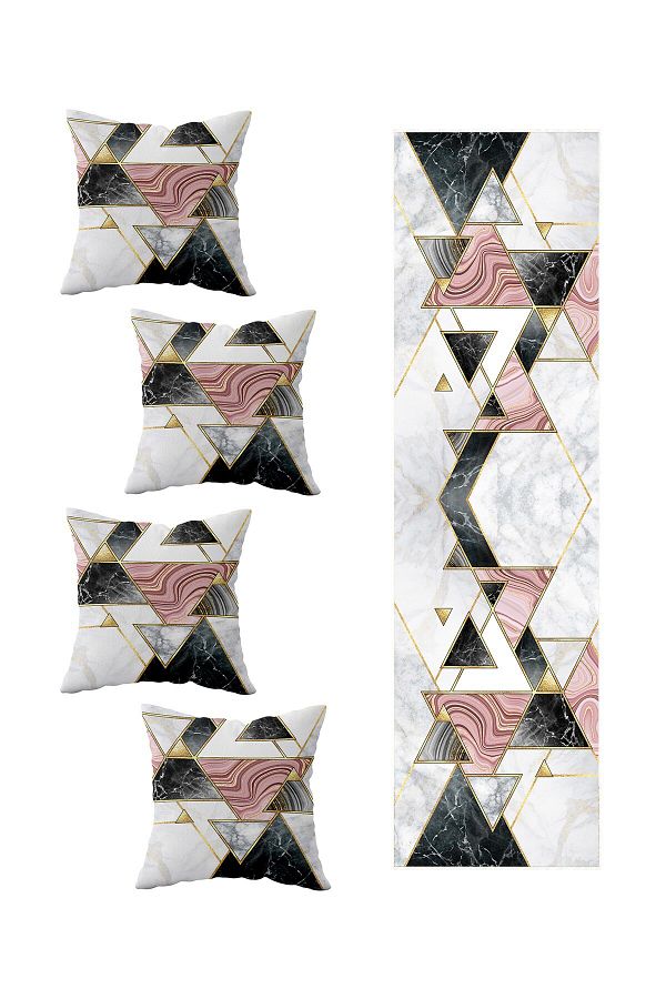 on the clouds-Decorative Marble Table Runner Set of 4 - White, Pink, Different Ranir Models 1