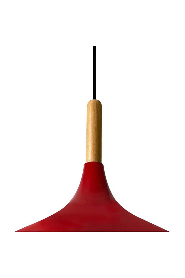 Bamyum-Champion Pendelleuchte, aus Holz und Metall 35 cm, Rot Lampe 1