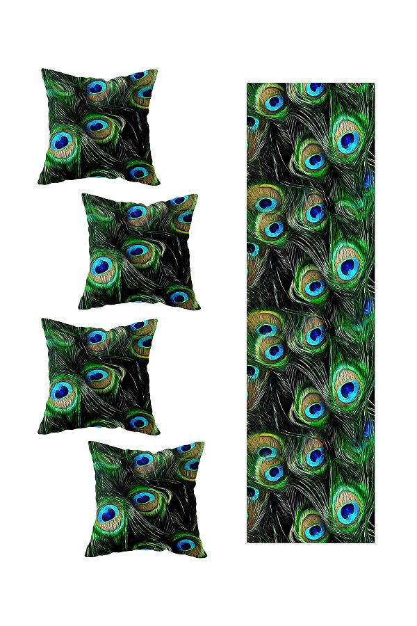 on the clouds-4-Piece Decorative Peacock Motif Runner Set - Different Ranir Models 1