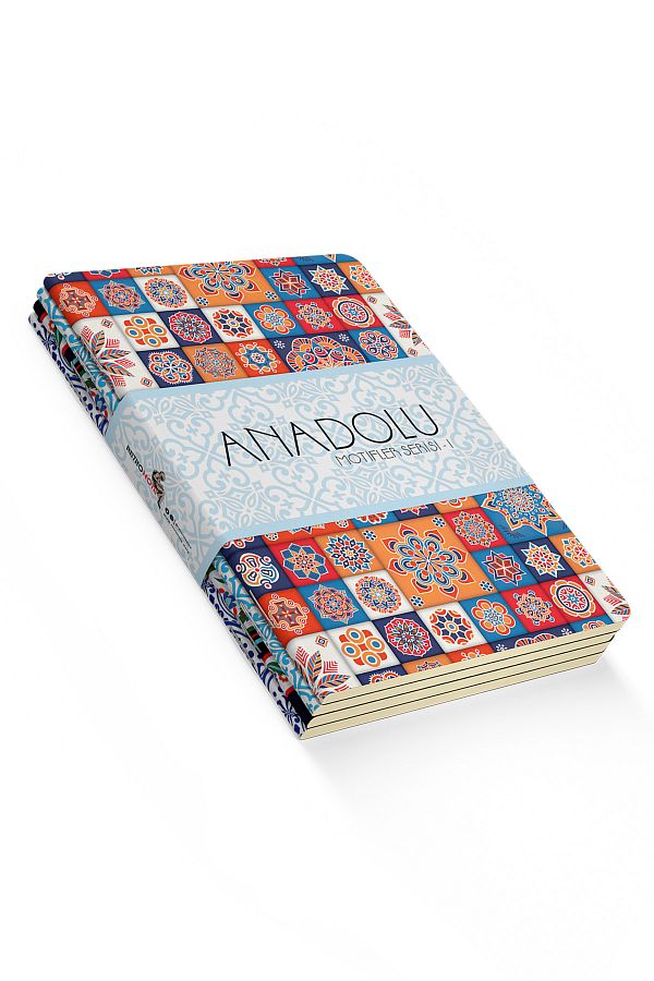 retronote-1 - Unlined Anatolian Motifs Notebook Set - 64 Pages - 14x21cm 1