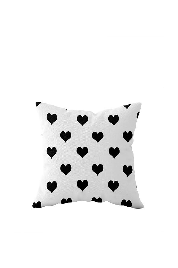on the clouds-Heart Pattern Minimal Black White Single Side Hidden Zipper Pillowcase Throw Pillow Sofa Pillow Case 1