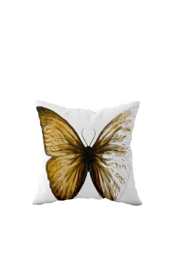 on the clouds-Gold Butterfly Patterned Double Sided Hidden Zipper Pillow Case 1