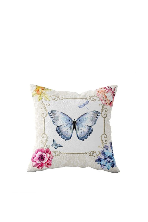 on the clouds-Double Sided Butterfly Patterned Pillowcase - Hidden Zipper, Throw Pillow Seat 1